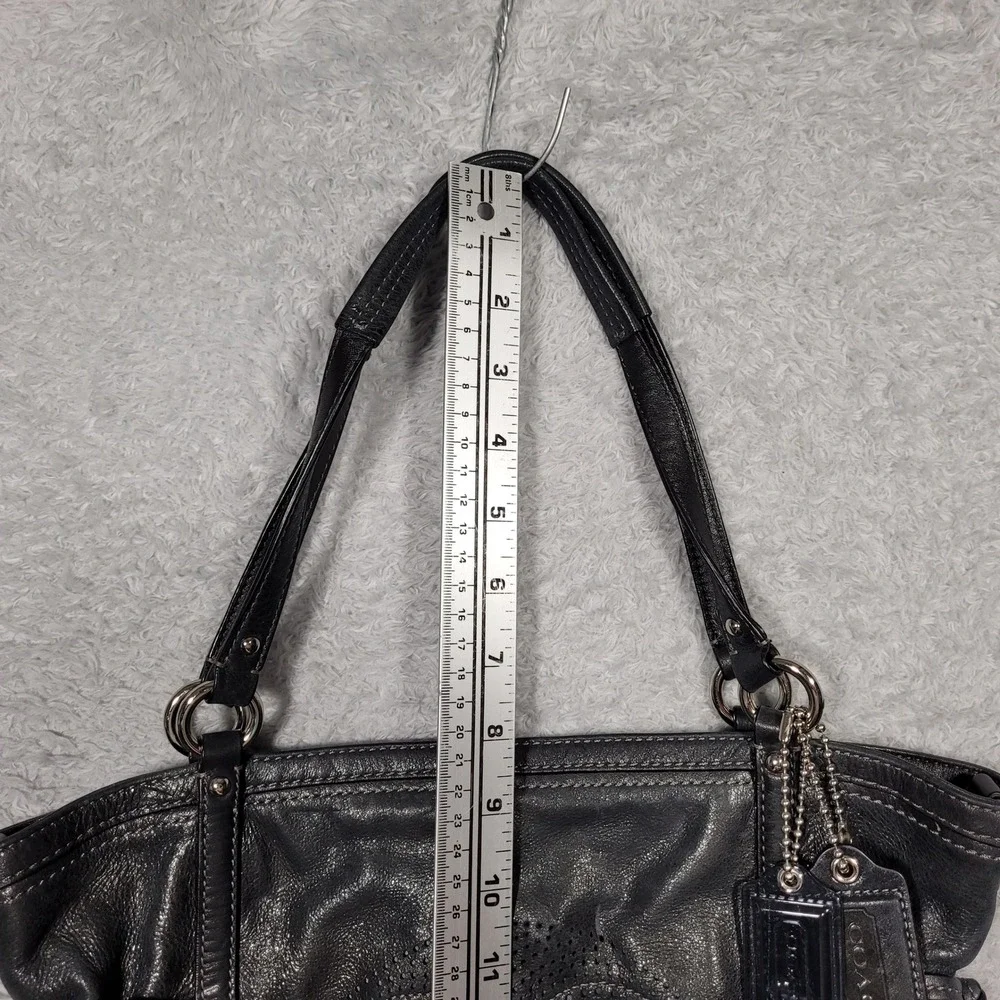 Coach Audrey Black Leather Perforated Tote Bag‎ Purse Handbag 19570